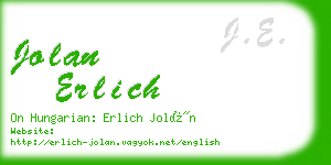 jolan erlich business card